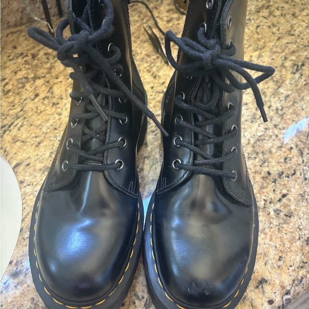 Dr. Martens JADON Black and Yellow Combat Boots with Durable Sole